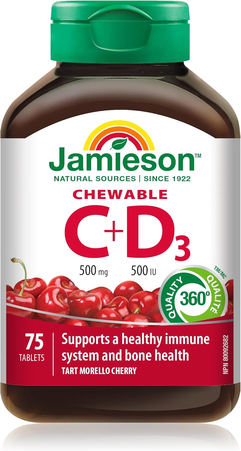 Jamieson Vitamina C + D Masticable, 75 comprimidos
