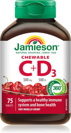Jamieson Vitamina C + D Masticable, 75 comprimidos
