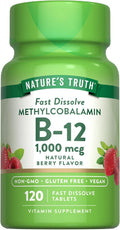Nature's Truth Vitamina B12 Sublingual | 1000 mcg | 120 Comprimidos | Vegano, Sin Gluten y No OGM