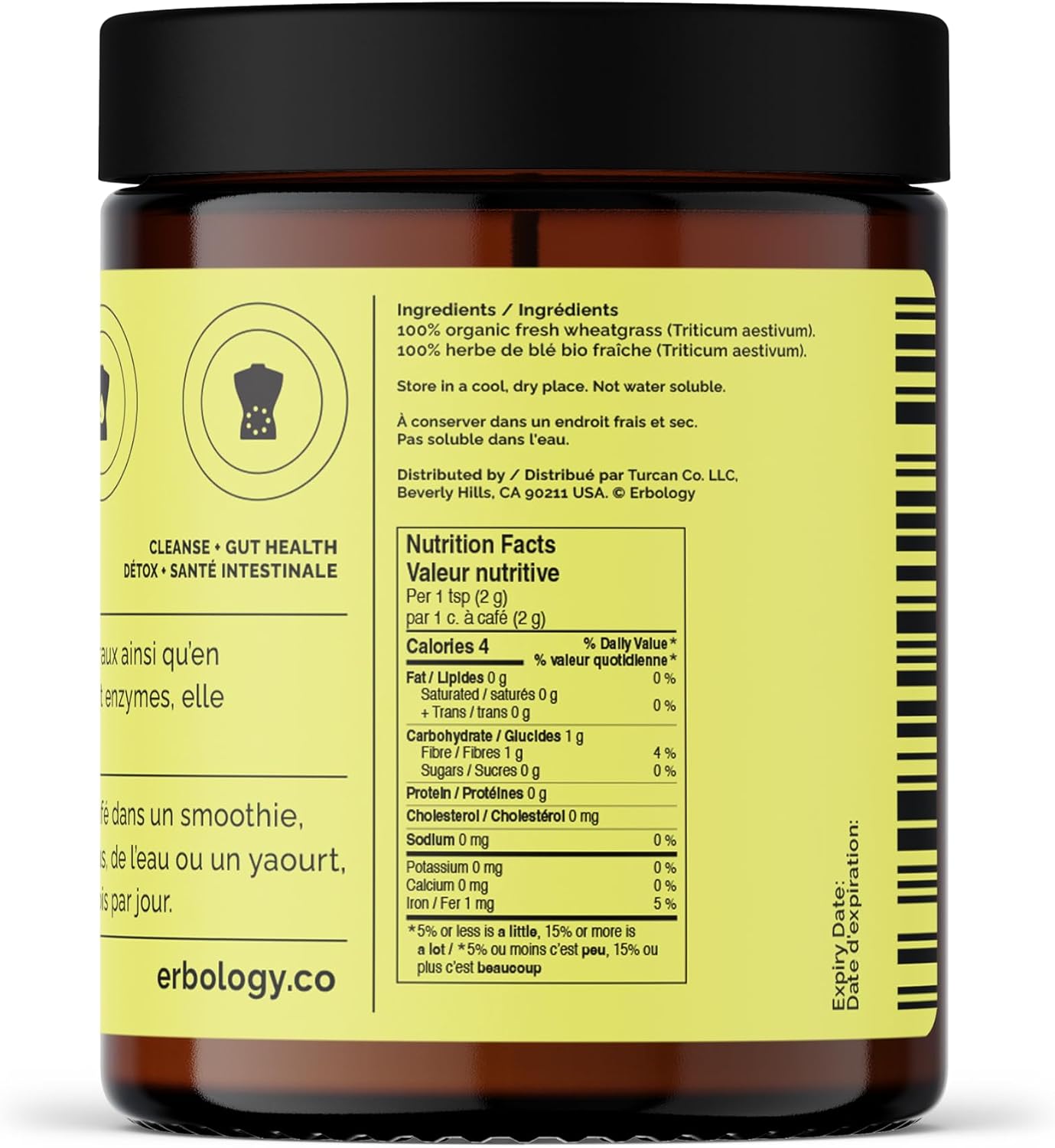 Erbology Polvo de Hierba de Trigo Orgánico - 91 g - 45 porciones