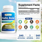Folic Acid 800 mcg, 240 Capsules - Best Naturals