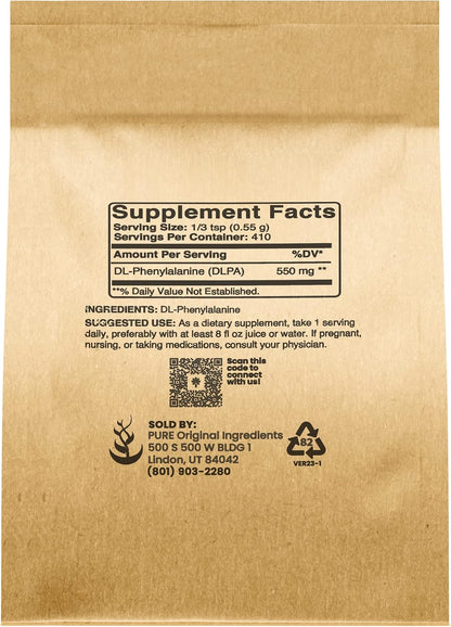 PURE ORIGINAL INGREDIENTS DL-Phenylalanine Powder (227 g) Siempre Puro, Sin Rellenos ni Aditivos – Image 2