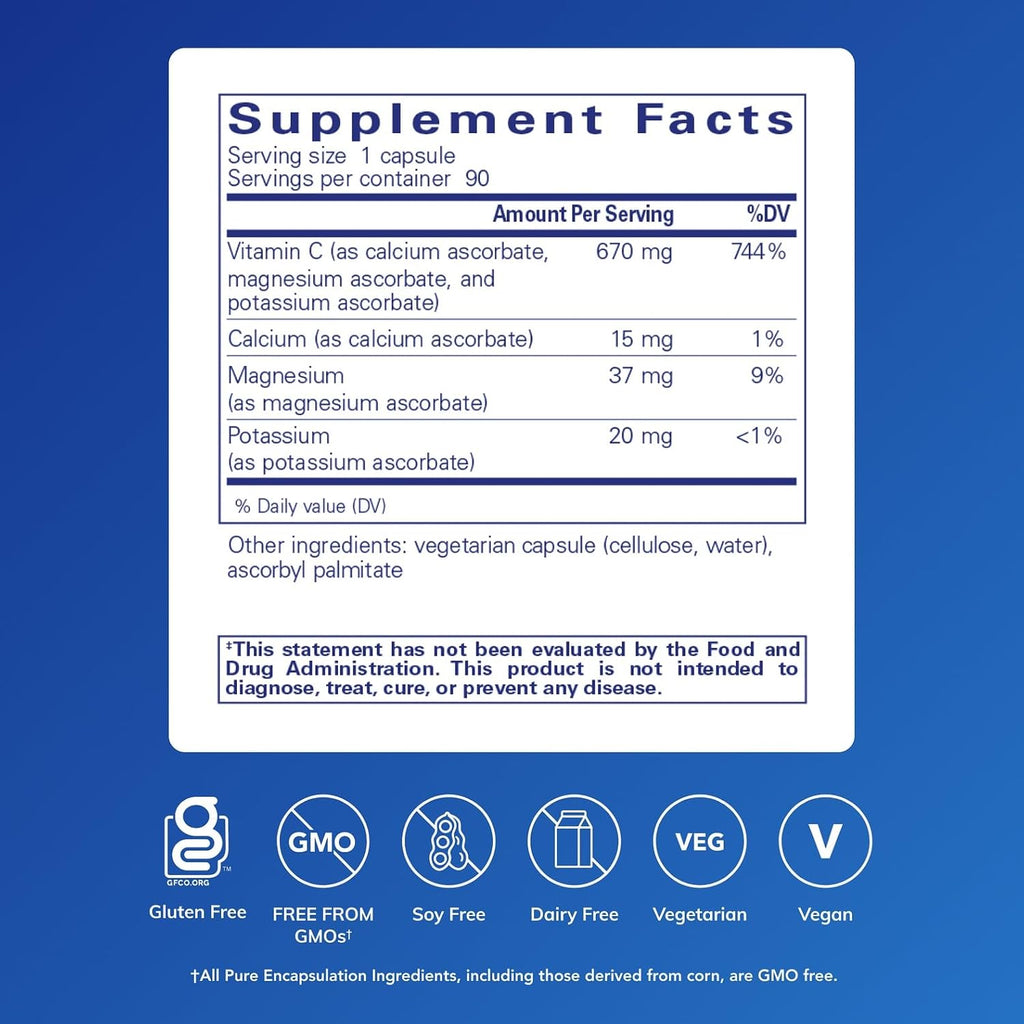 Pure Encapsulations Vitamina C Tamponada, 90 Cápsulas