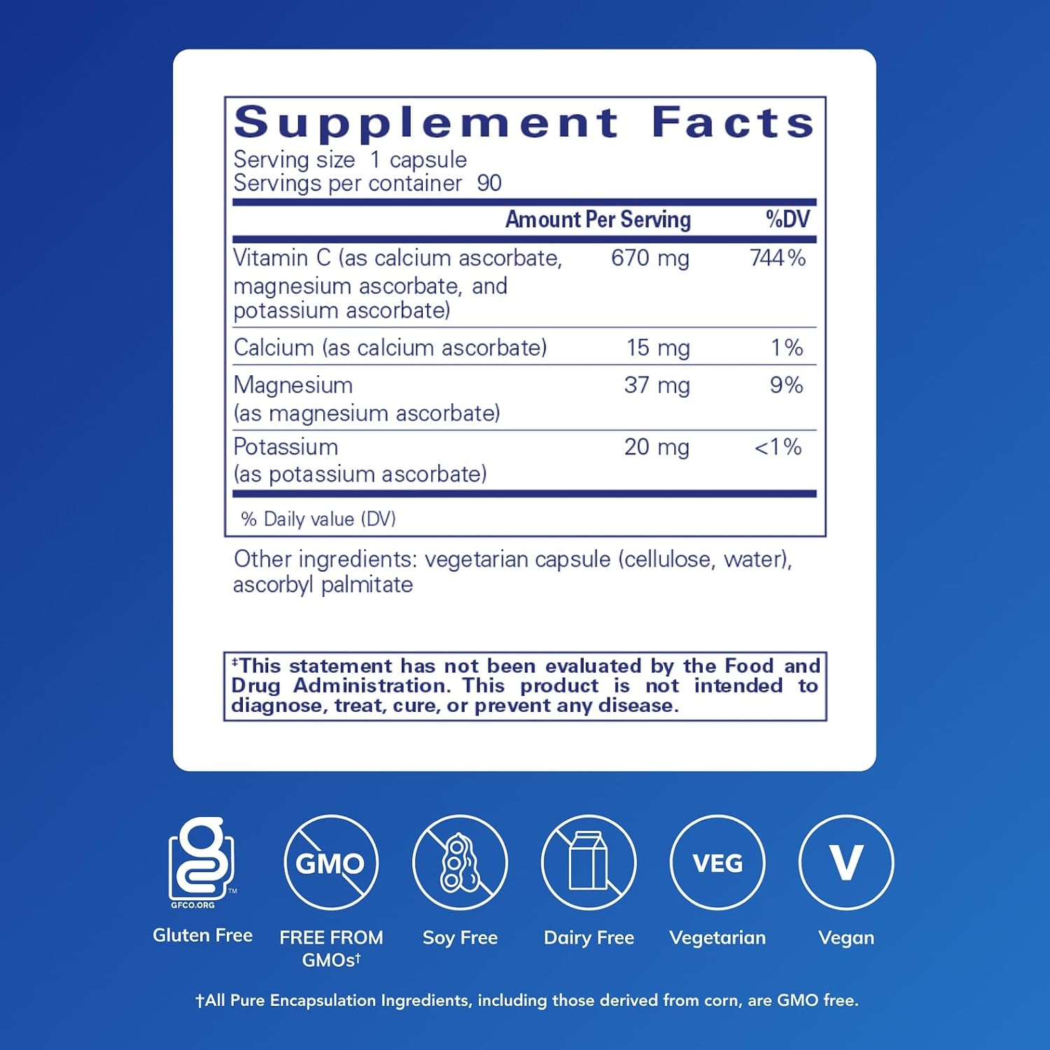 Pure Encapsulations Vitamina C Tamponada, 90 Cápsulas