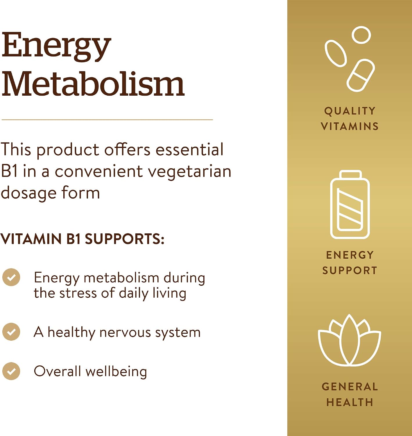 Solgar Vitamina B1 (Tiamina) 500 mg, 100 Comprimidos