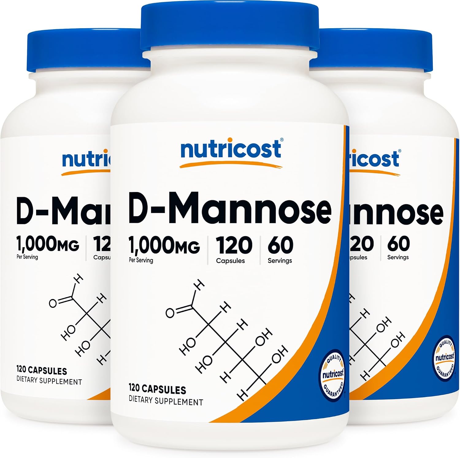 Nutricost D-Mannose 1000mg por dosis, 120 cápsulas - 500mg por cápsula, Salud del tracto urinario, No transgénico y sin gluten