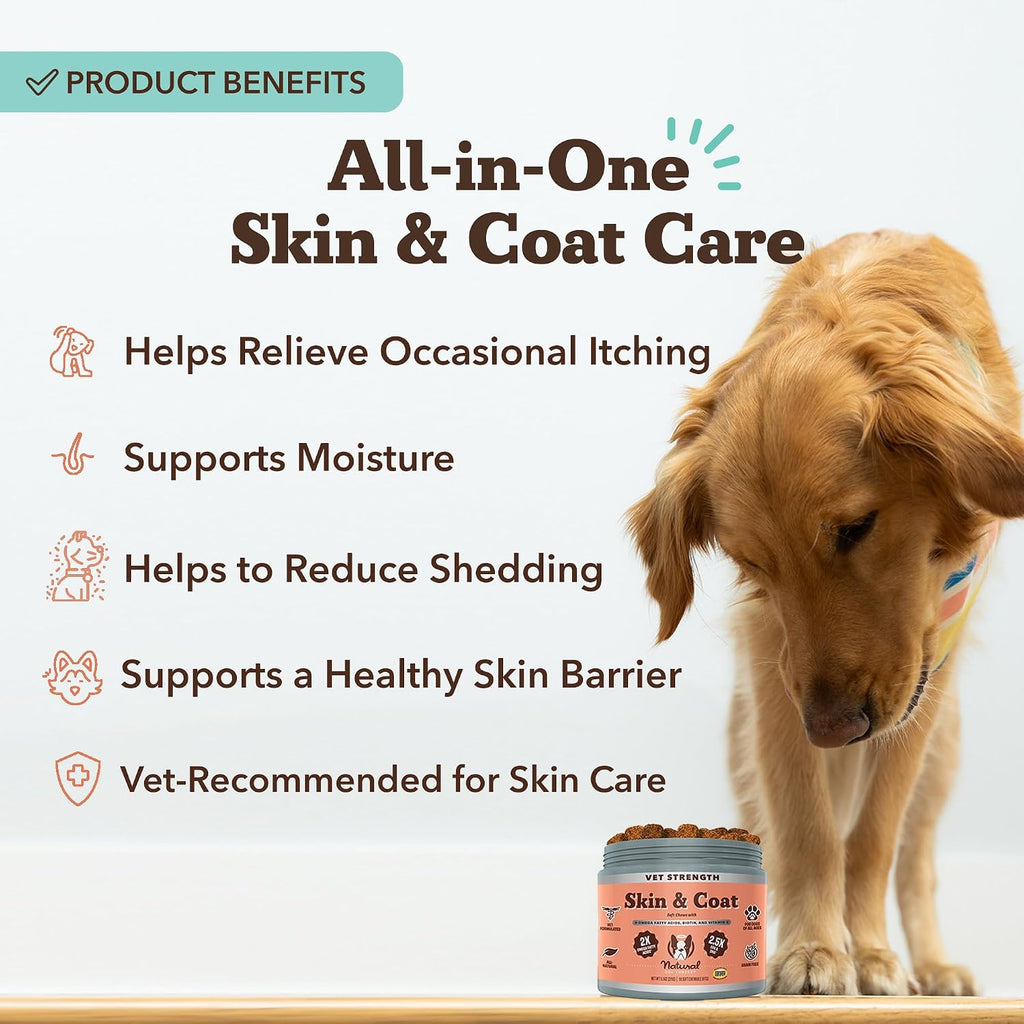Natural Dog Company Omega Skin & Coat Chews para Perros – Fórmula Veterinaria
