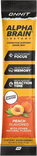 ONNIT Alpha Brain Instant - Mezcla para Bebida de Apoyo Cognitivo, Sabor Melocotón, 30 Sobres