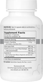 NBI Brain Blend para Memoria, Concentración y Función Cognitiva | Sin Cafeína con ALCAR, Ácido Alfa Lipoico, Huperzina A, Cúrcuma | Nootrópico | 120 Cápsulas
