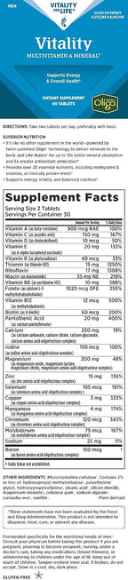 Melaleuca Multivitamínico y Mineral para Hombres, con Oligo (60 Comprimidos) — Apoya la Energía y la Salud General / Unión Oligo para Máxima Absorción y Protección Antioxidante