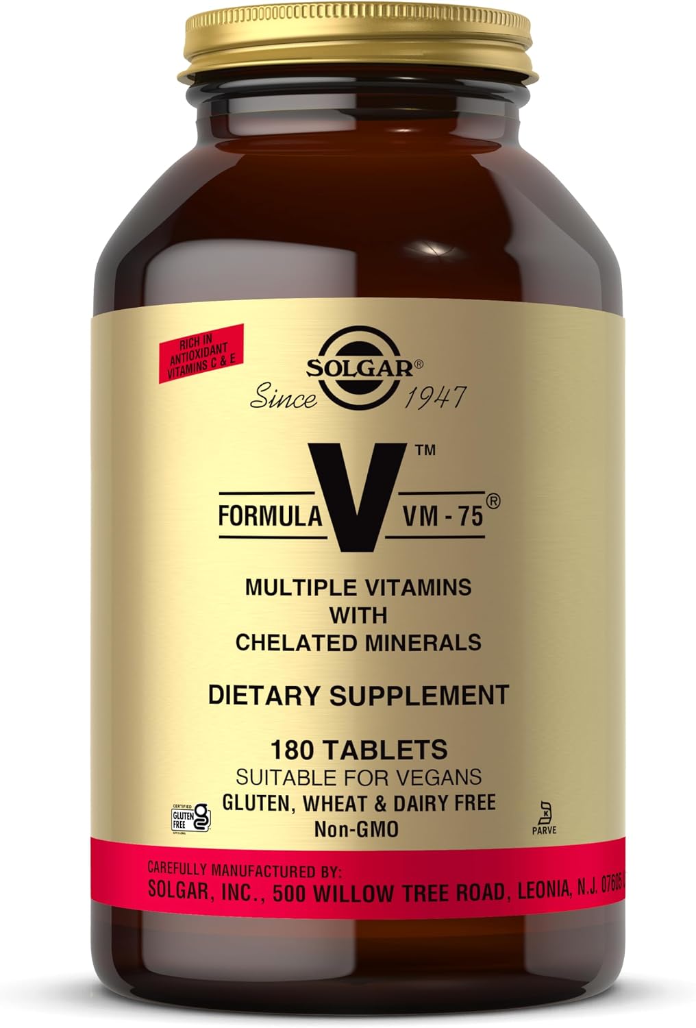 Solgar VM-75, 180 Tablets - Multivitamin with Cheated Minerals