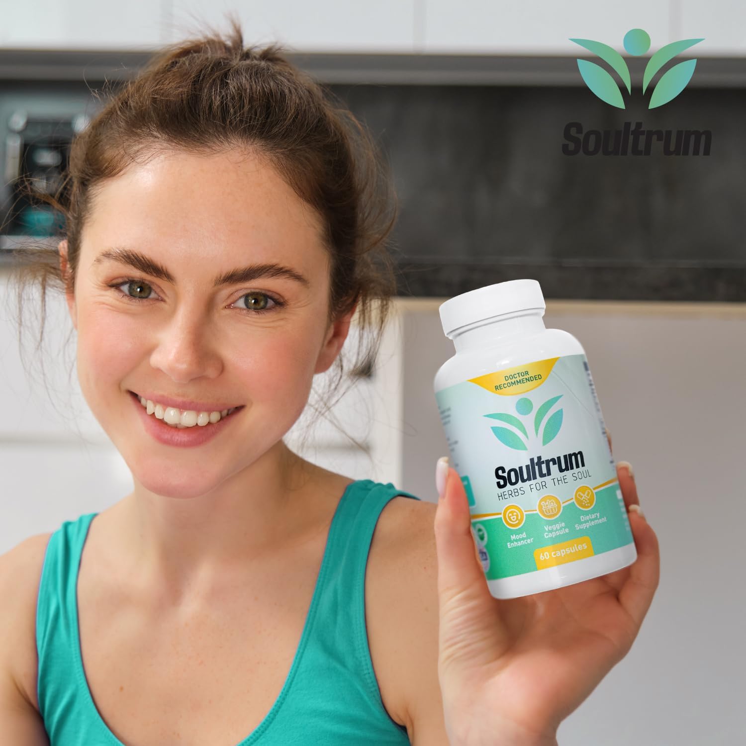 Soultrum Mood Support Supplement - Fórmula diaria con azafrán, ashwagandha, omega 3 y más - 60 cápsulas