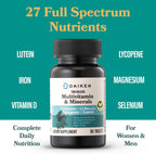 DAIKEN Mini Multivitamin, 60 Comprimidos, con Luteína, Licopeno y Ácido Fólico, Multivitamínico de Liberación Prolongada para Mujeres y Hombres, Vegano y Fácil de Tragar (Pack de 2)