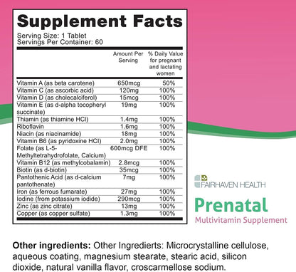 Fairhaven Health Peapod Prenatal Multivitamin - 1 al Día, Sabor Vainilla - 60 Comprimidos (2 Meses de Suministro) – Image 2