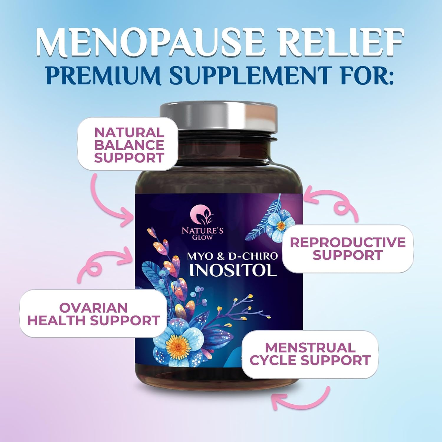 Nature's Glow Myo-Inositol & D-Chiro Inositol 1025 mg (40:1) - 120 Cápsulas Veganas