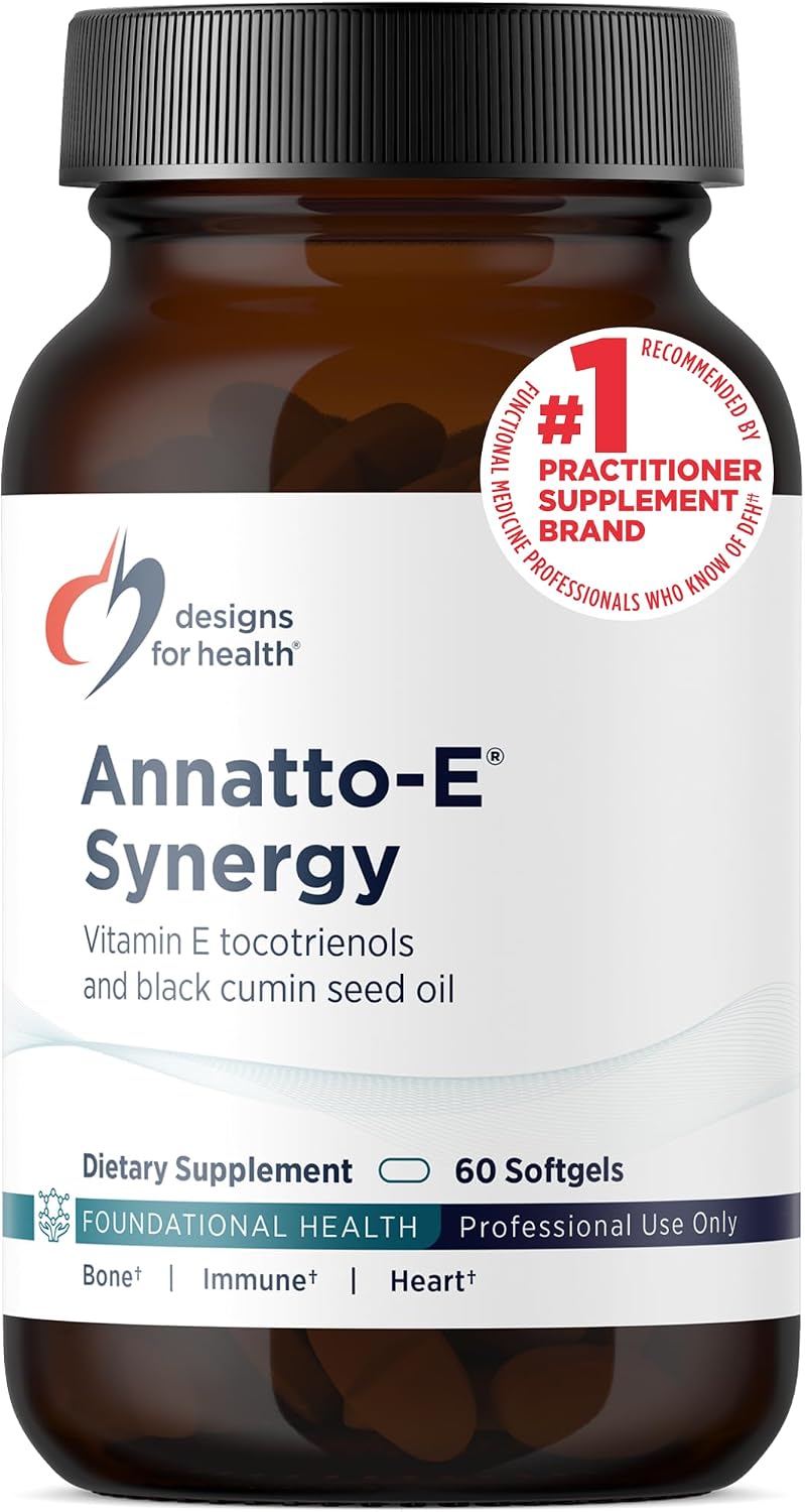 Designs for Health Annatto Tocotrienols con Aceite de Semilla de Comino Negro - Annatto-E Synergy, Suplemento de Vitamina E (60 Cápsulas Blandas)