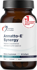 Designs for Health Annatto Tocotrienols con Aceite de Semilla de Comino Negro - Annatto-E Synergy, Suplemento de Vitamina E (60 Cápsulas Blandas)