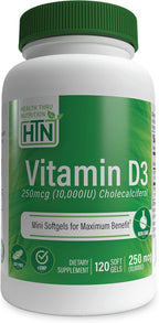 Vitamina D3 10.000 UI 120 Cápsulas Blandas - Health Thru Nutrition