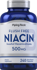 Piping Rock Niacin 500mg Flush Free | 240 Cápsulas | Suplemento de Vitamina B3