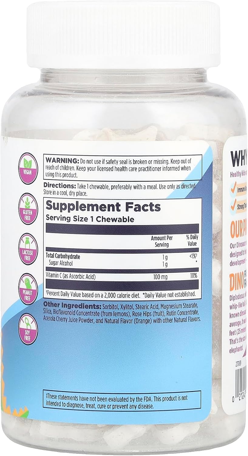 Kal C-rex 100 mg Comprimidos de Vitamina C con Bioflavonoides, Sabor Naranja, 100 Unidades
