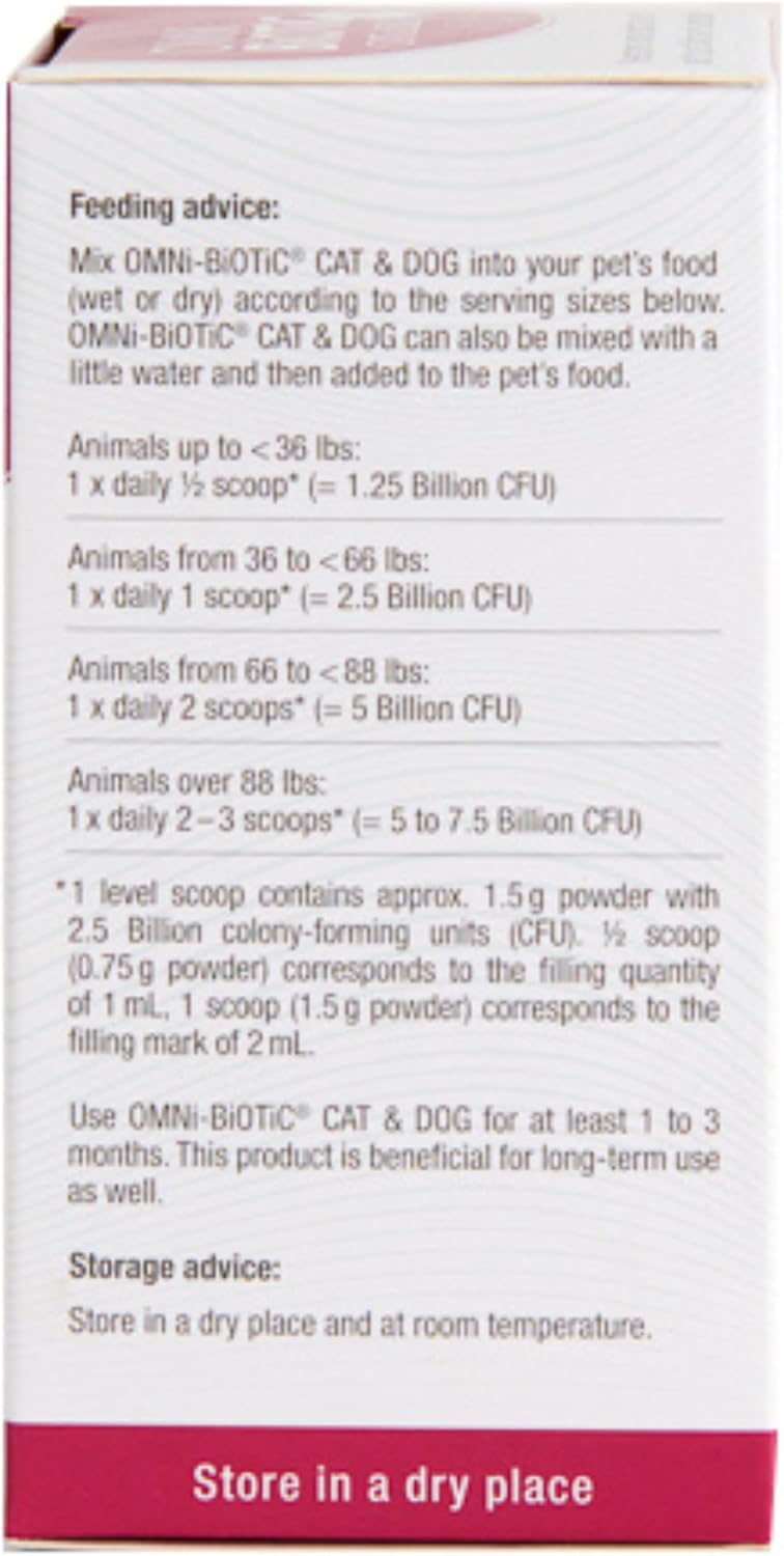 Omni-Biotic Probióticos para Perros y Gatos - Polvo para la Salud Digestiva y Equilibrio de la Microbiota con Lactobacillus acidophilus - Probióticos Premium para Mascotas
