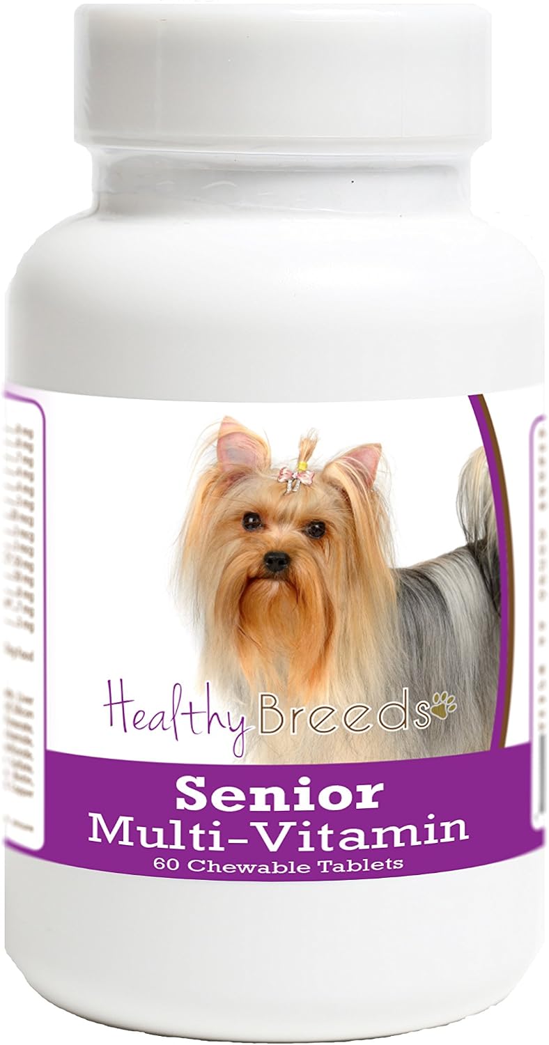 Healthy Breeds Multivitamínico para Perros Senior Yorkshire Terrier, 60 Comprimidos Masticables Sabor Hígado
