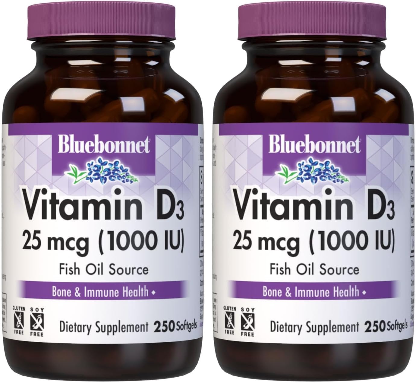 Bluebonnet Nutrition Vitamina D3 1000 UI - 100 Cápsulas Blandas