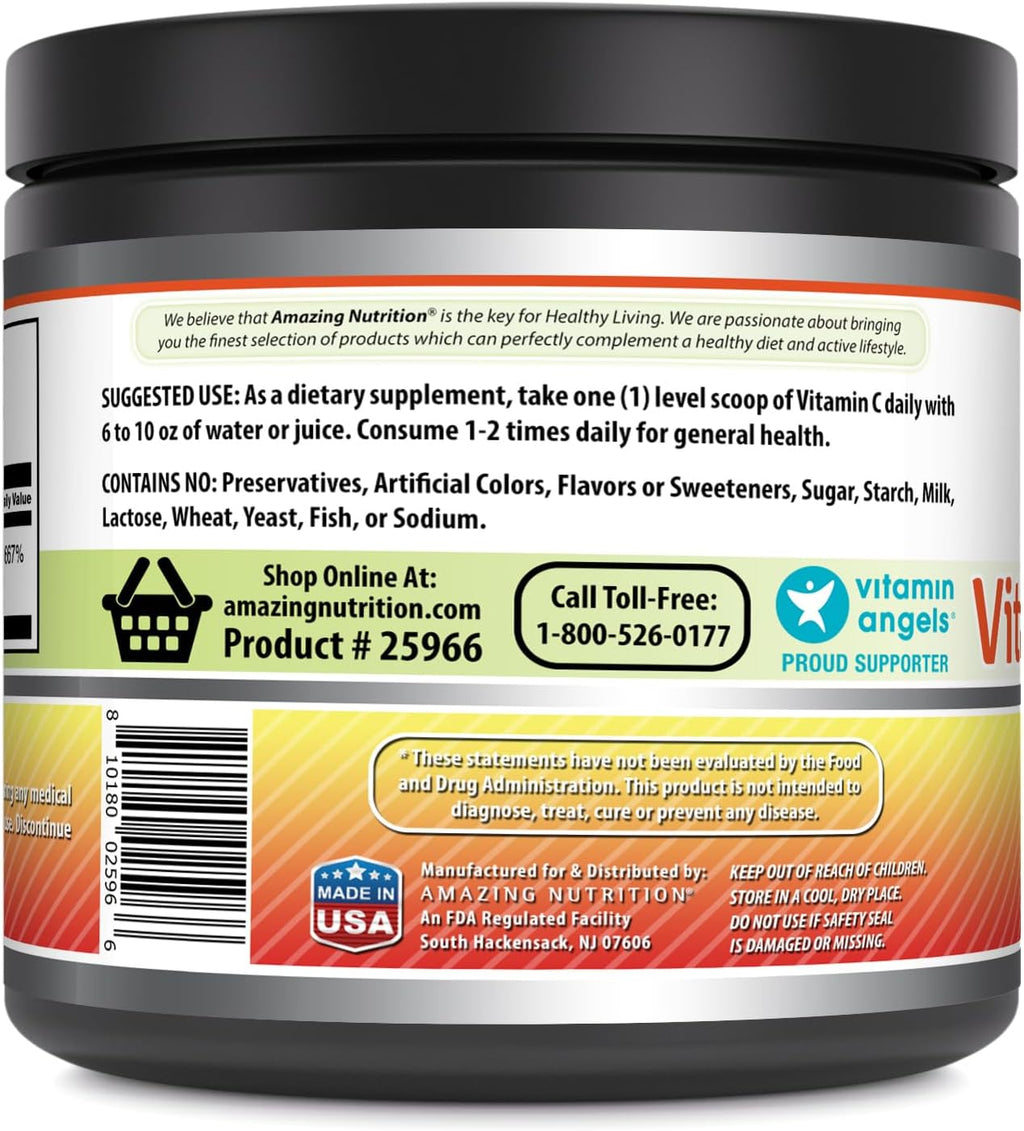 Amazing Formulas Vitamina C en Polvo | Ácido Ascórbico sin Sabor | 1 Gramo por Ración | 454 g