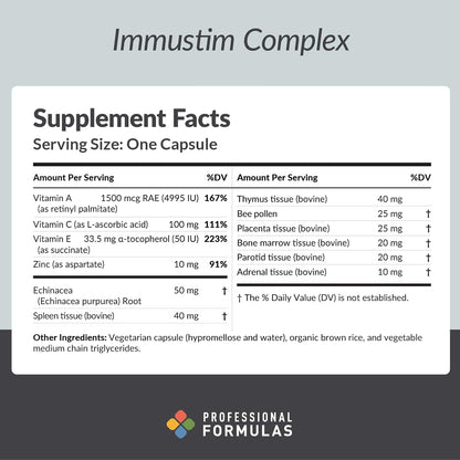 Professional Formulas Immustim Complex - – Vitamina A: Ayuda al mantenimiento de las mucosas (incluyendo las – Image 2