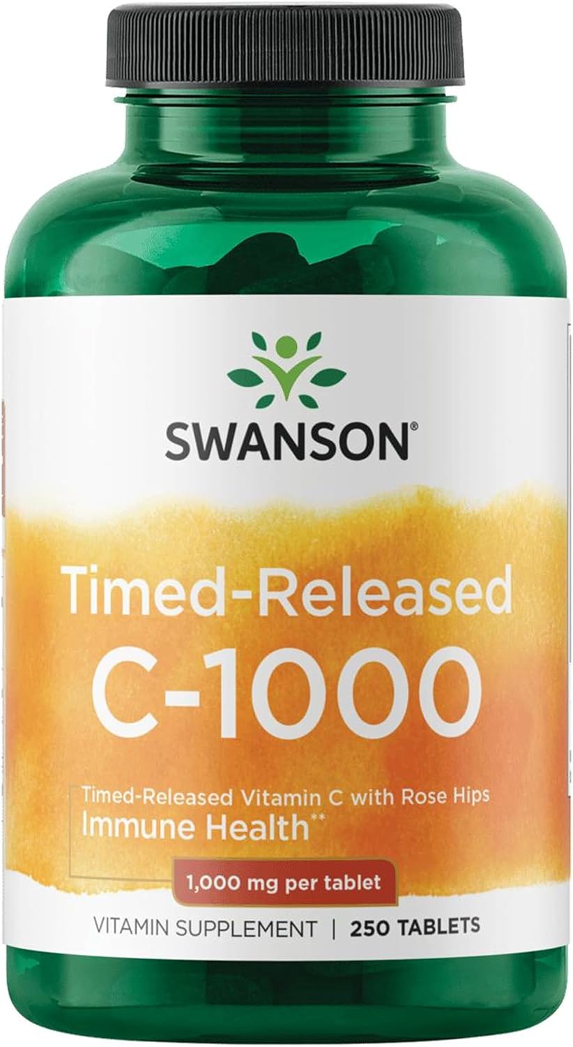 Swanson Vitamina C con Escaramujo, Liberación Prolongada, 1000 mg, 250 Comprimidos (Pack de 2)