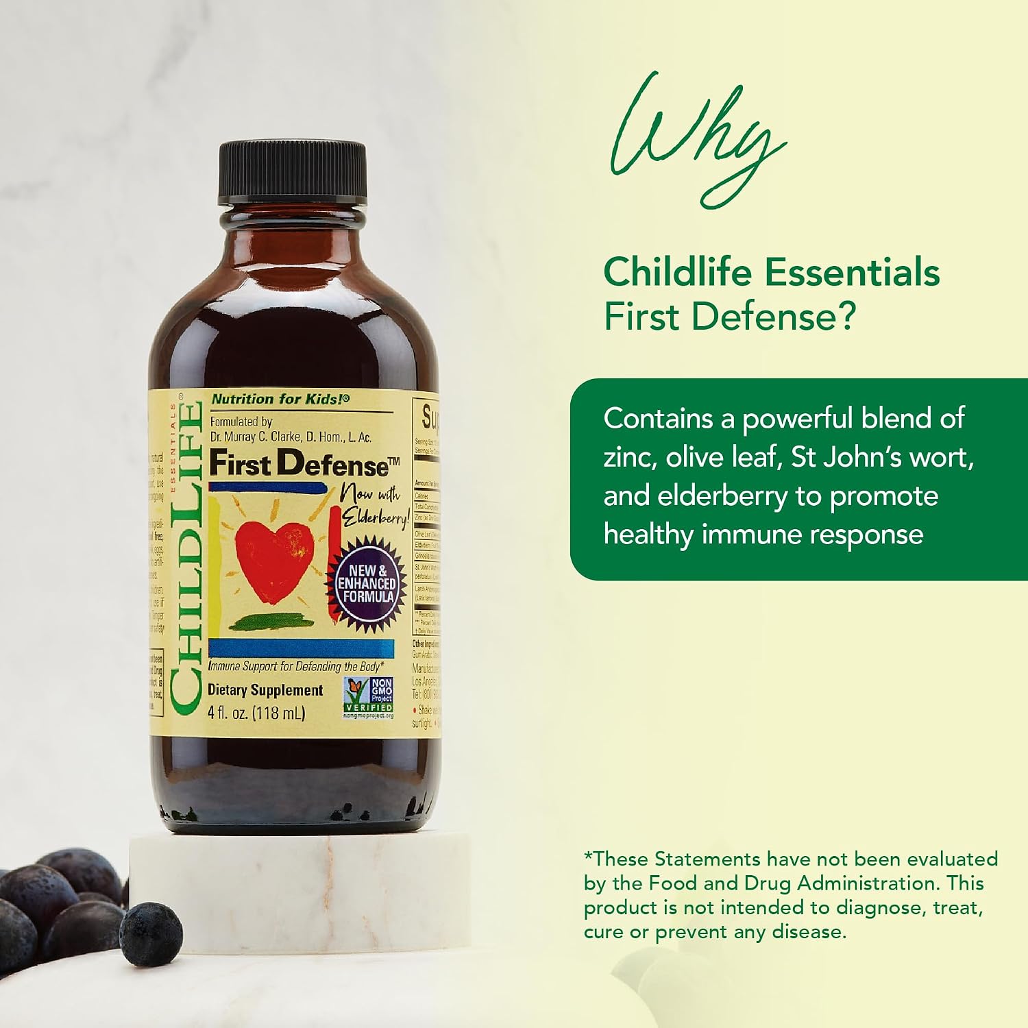 CHILDLIFE ESSENTIALS First Defense - Jarabe de Defensas para Niños con Saúco y Zinc - 118 ml (Pack de 3)