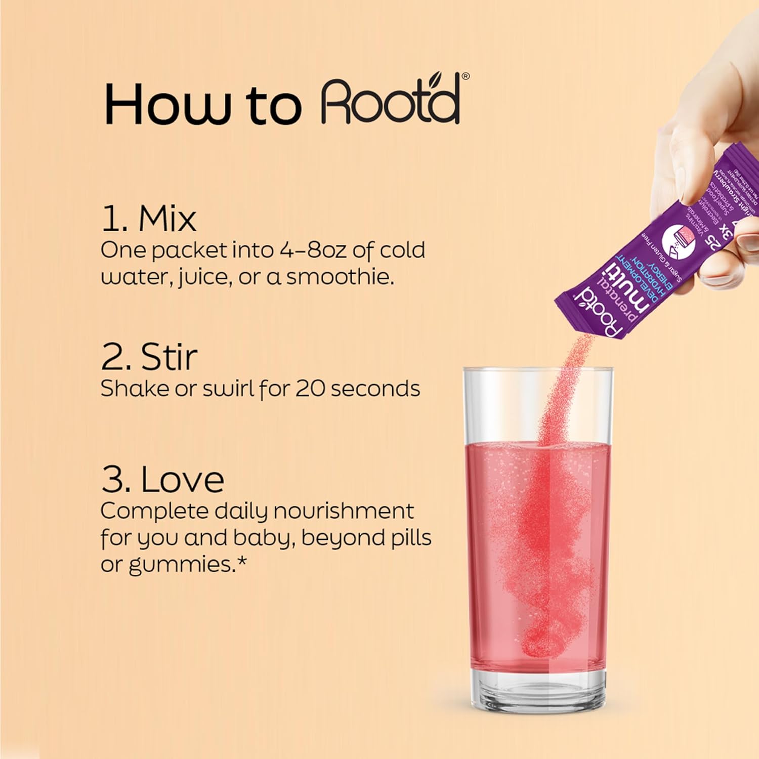 Root'd Prenatal Multivitamin Powder: 25 Vitaminas y Minerales con Electrolitos (24 Sobres)