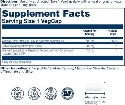 Solaray Reacta-C Vitamina C 500 mg - 60 Cápsulas Veganas de Liberación Prolongada – Image 2