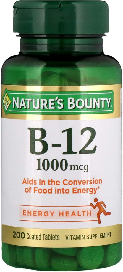 Nature's Bounty B-12 1000 mcg, 200 – Reducción del cansancio y la fatiga: La vitamina B12 contribuye a disminuir – Image 1