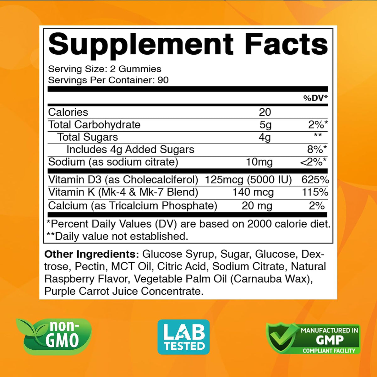 Vitabod Vitamin D3 + K2 Gummies – Gominolas Veganas de Frambuesa – 180 uds – Image 2