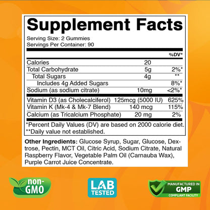 Vitabod Vitamin D3 + K2 Gummies – Gominolas Veganas de Frambuesa – 180 uds – Image 2