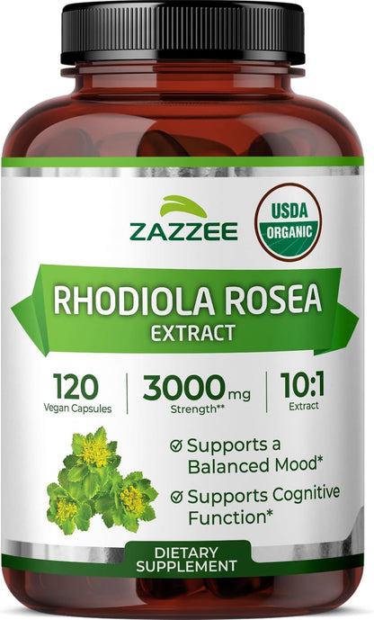 Zazzee Rhodiola Rosea Orgánica Extracto 10:1 – Mantener niveles de energía estables a lo largo del día. – Image 1