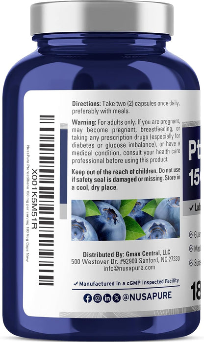 NusaPure Pterostilbene 150mg 180 Cápsulas Vegetales (No-GMO, Vegano) – Image 3