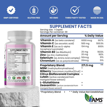 America Medic & Science EyeCaps (30 – Vitamina B2 (riboflavina): Contribuye al metabolismo energético normal y al – Image 5