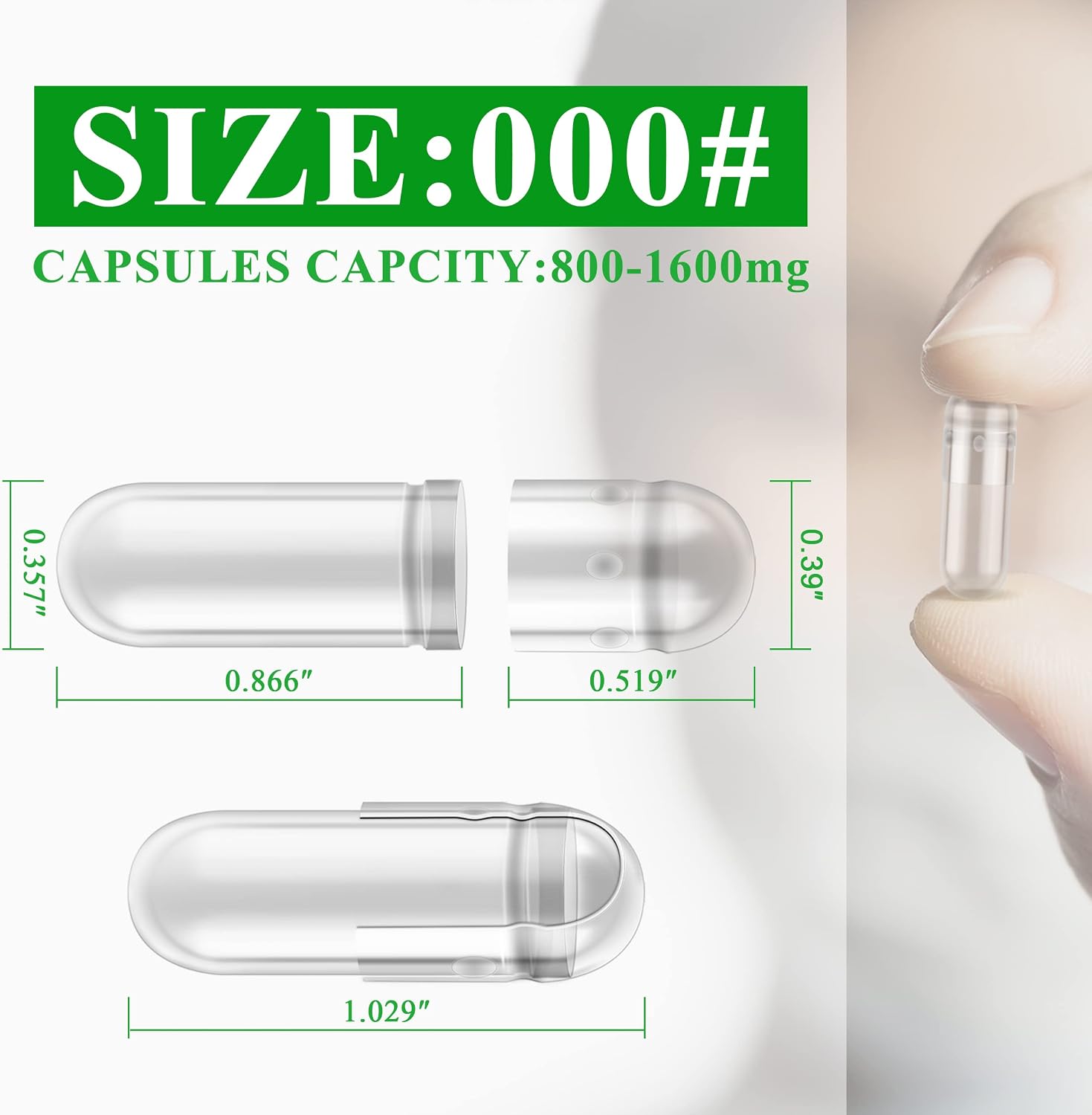 WANANFU Cápsulas Vacías Vegetarianas Tamaño 000 (500 uds) con Cuchara de Laboratorio