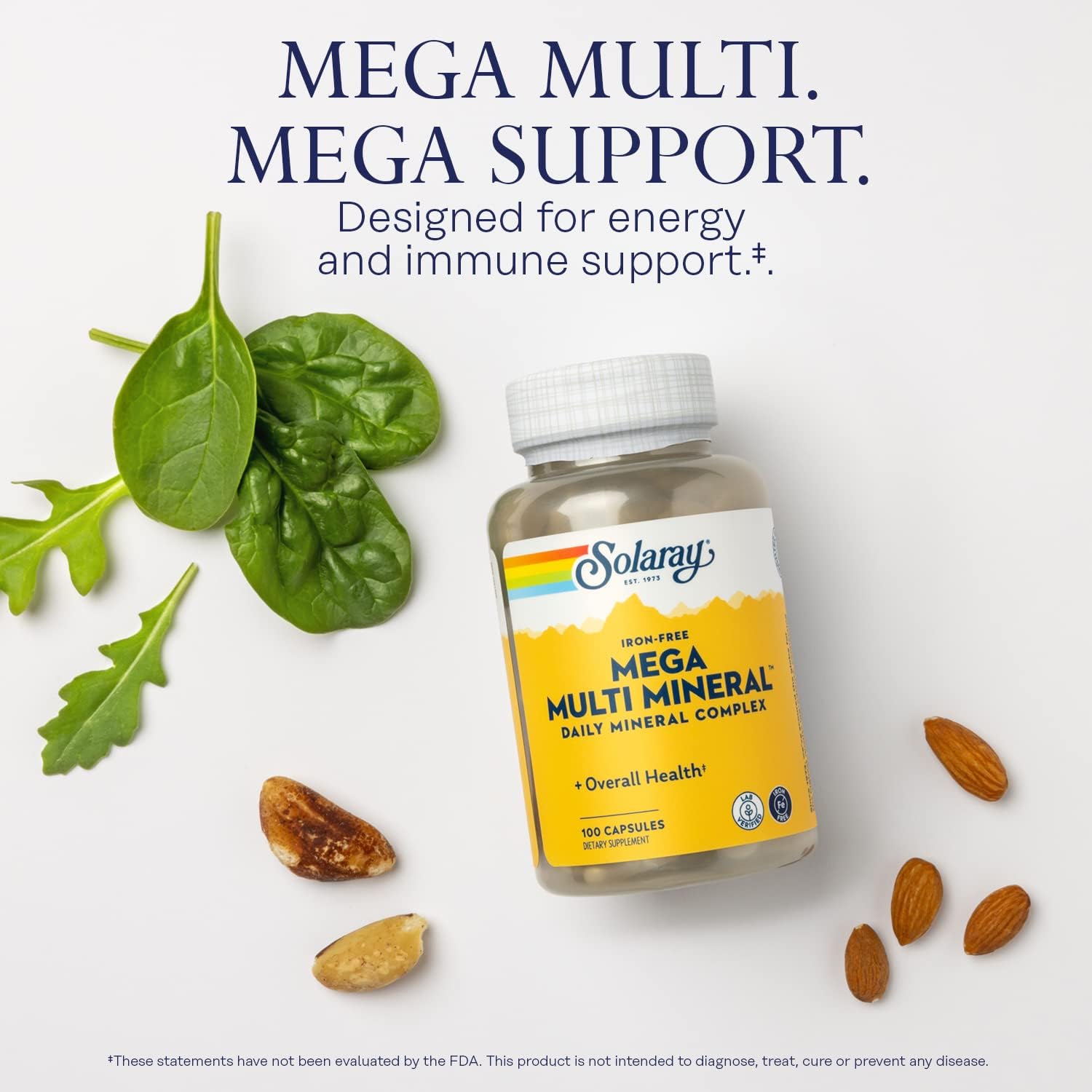 SOLARAY Mega Multi Mineral - Complejo Mineral Diario, 100 Cápsulas Vegetales