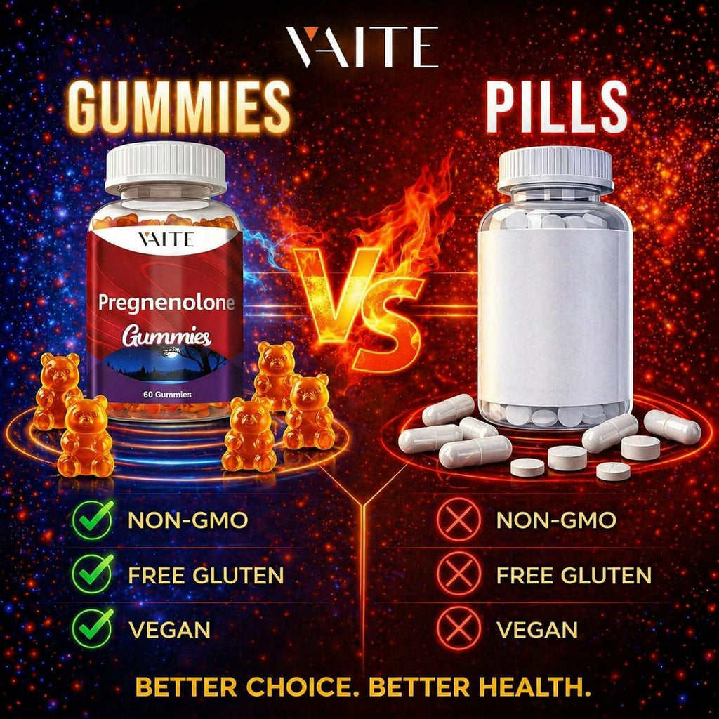 Pregnenolona 100 mg + Glicina - Suplemento para la Memoria y Equilibrio Hormonal - 60 Gomitas Veganas