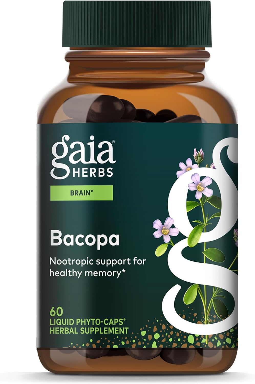 Gaia Herbs Bacopa - Complemento Alimenticio Herbal con Bacopa Monnieri - 60 Cápsulas Líquidas Veganas