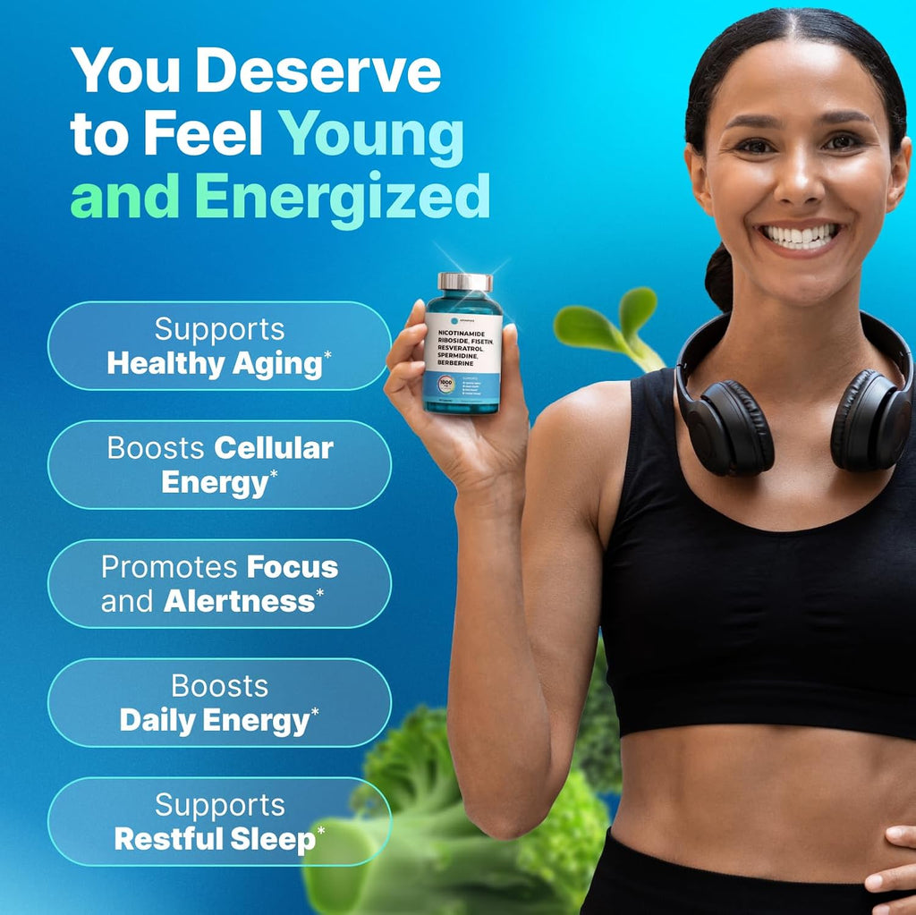 Complejo Liposomal NR con Resveratrol, Fisetina, Espermidina y Berberina - 500mg, 60 Cápsulas