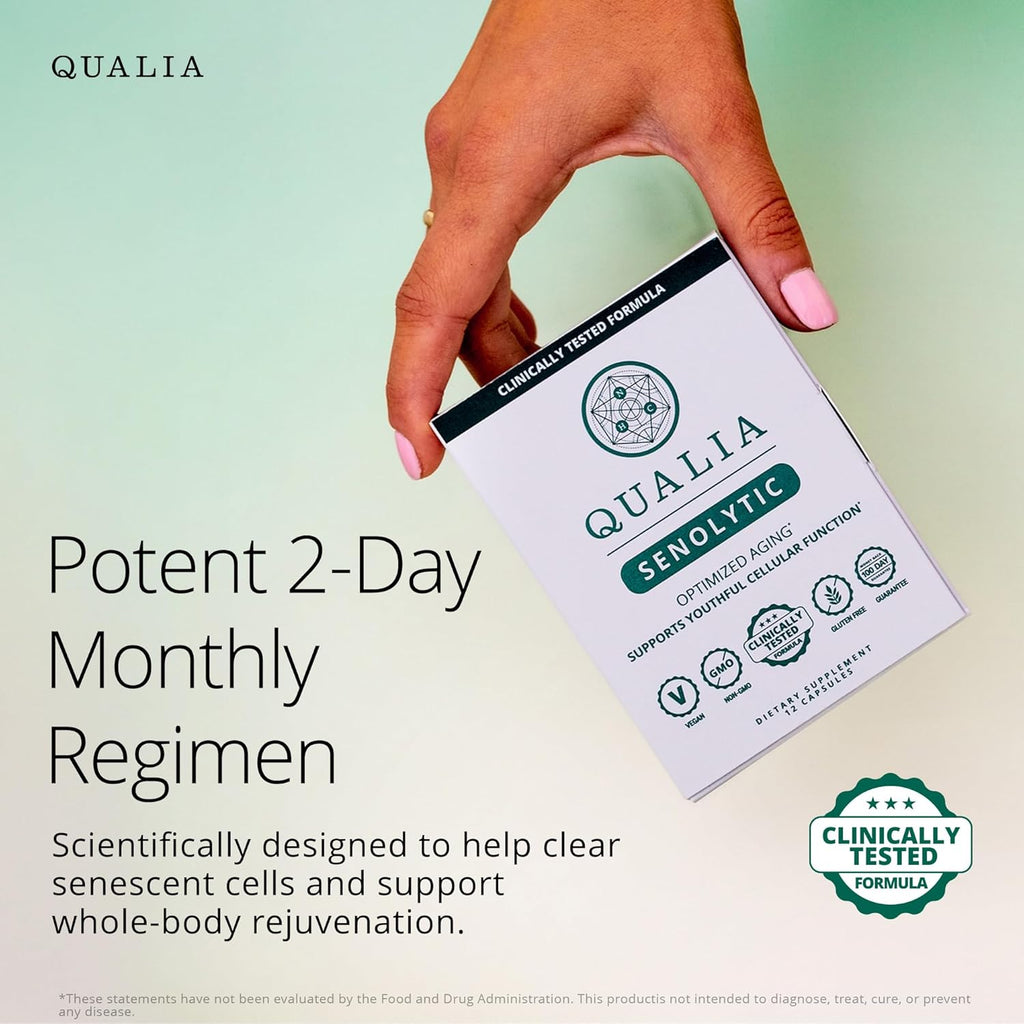Qualia Senolytic - Suplemento Senolítico con Fisetina, Quercetina y Piperlongumina