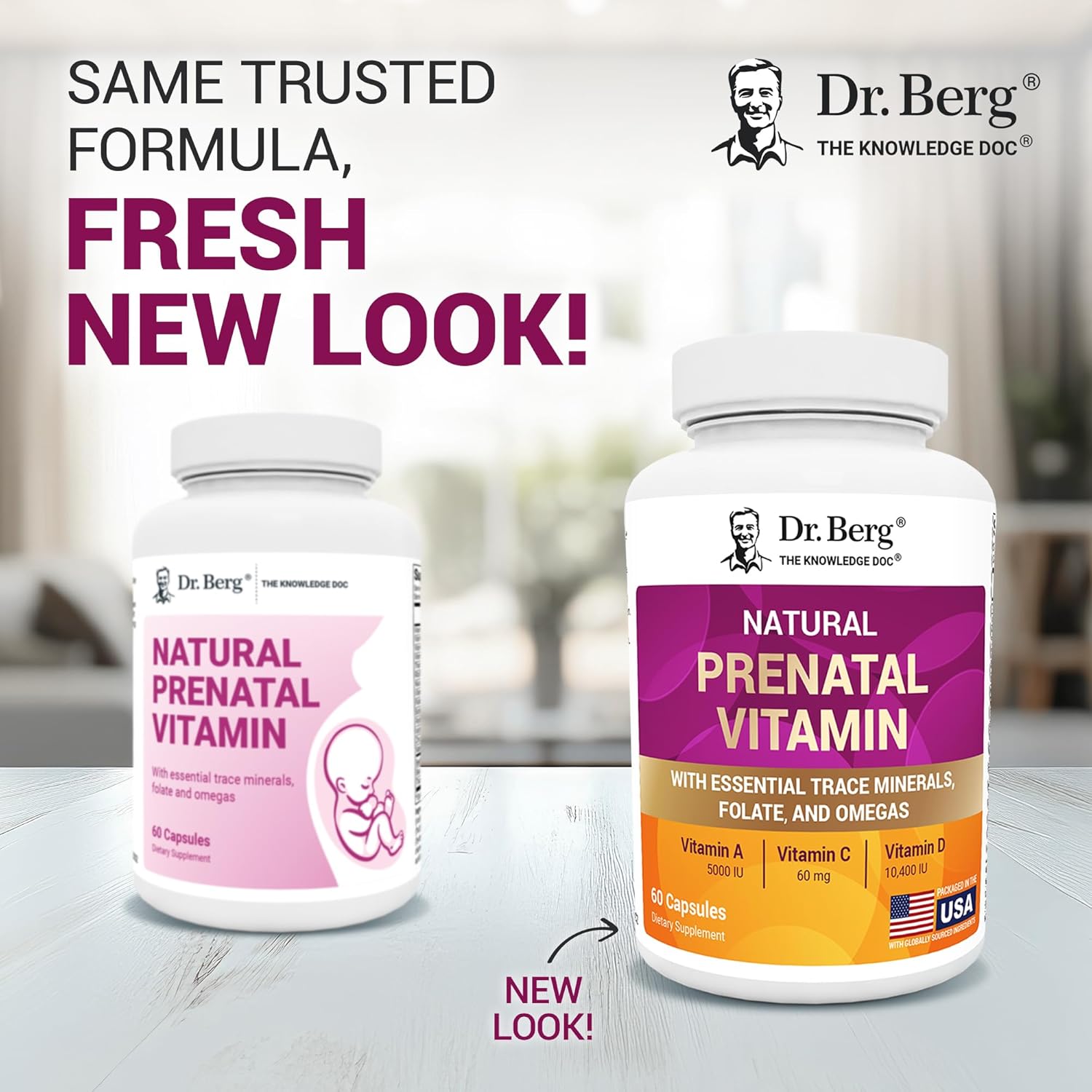 Dr. Berg Vitaminas Prenatales Naturales para Mujeres - con Folato, Vitaminas, Minerales, Omega y 11 Superalimentos - 60 Cápsulas