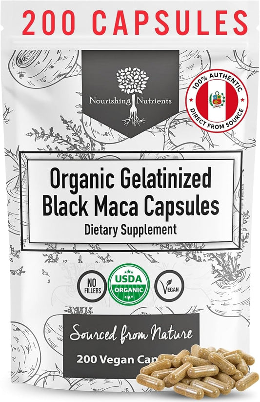 Maca Negra Gelatinizada Ecológica - 200 Cápsulas, 1000mg