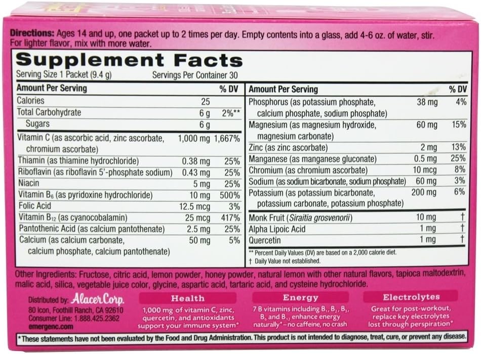 Emergen-C Pink Lemonade 30 sobres