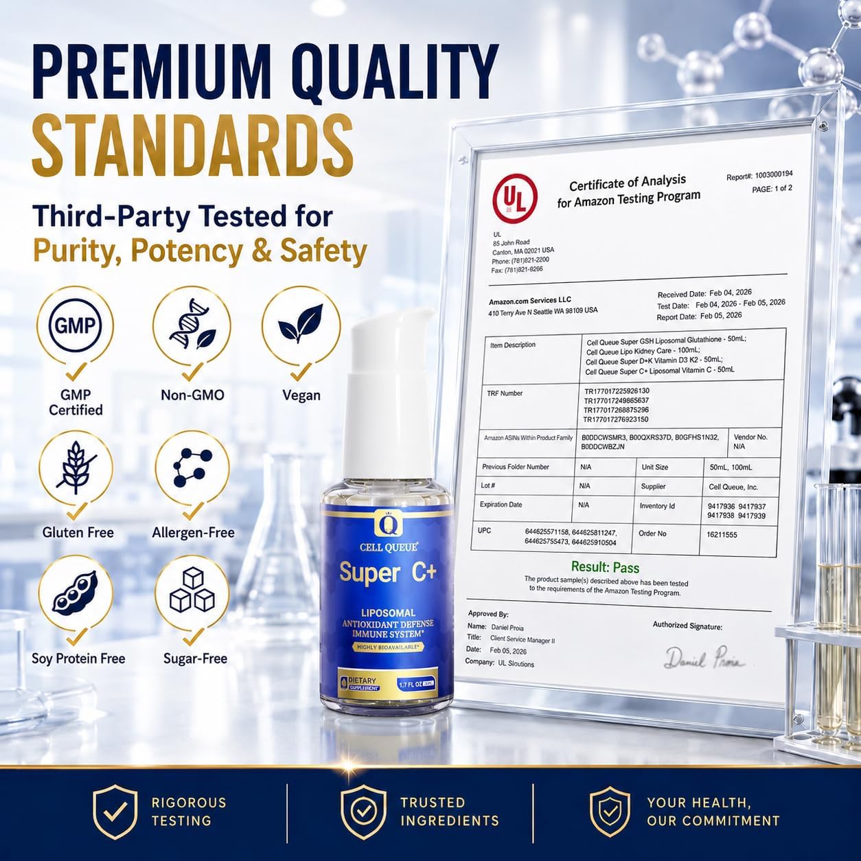 Cellqueue Vitamina C Liposomal Líquida 500 mg - Alta Absorción, Apoyo Inmunológico, Producción de Colágeno, Antioxidante, Suave para el Estómago, 50 ml