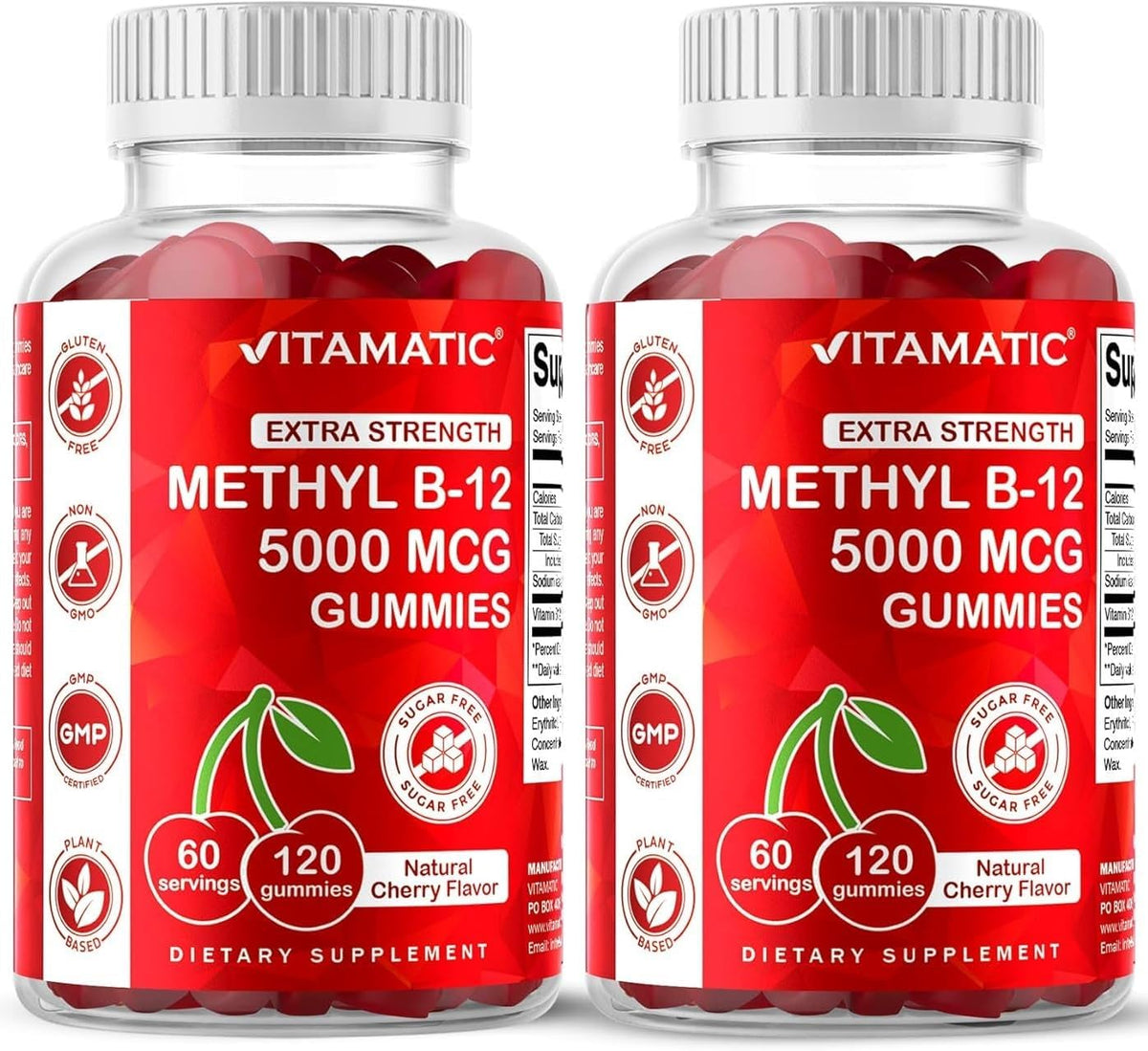 Vitamatic Vitamina B12 5000 mcg (Metilcobalamina) Gominolas - 120 unidades - Apoyo al Metabolismo Energético y Salud del – Image 10